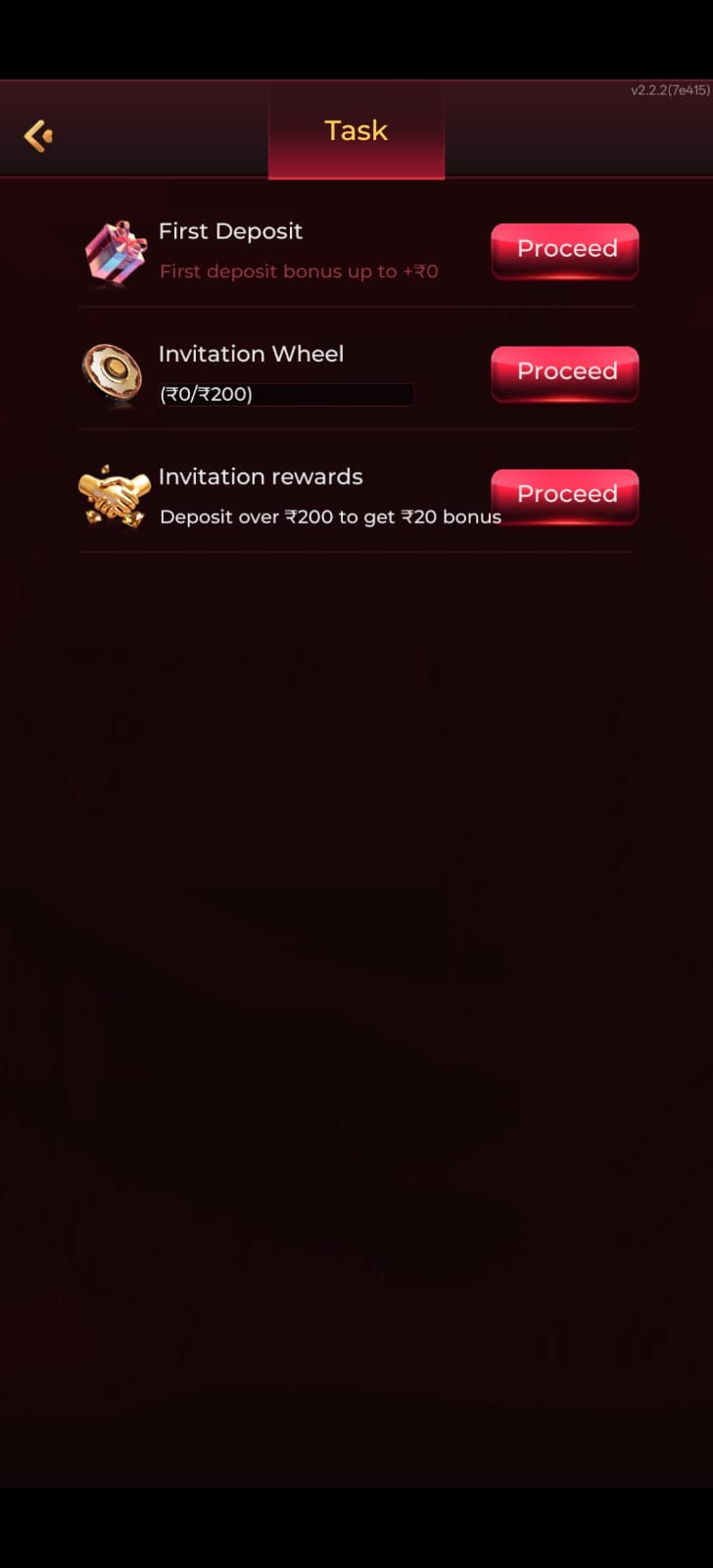 bonu7 game task and invitation rewards screen